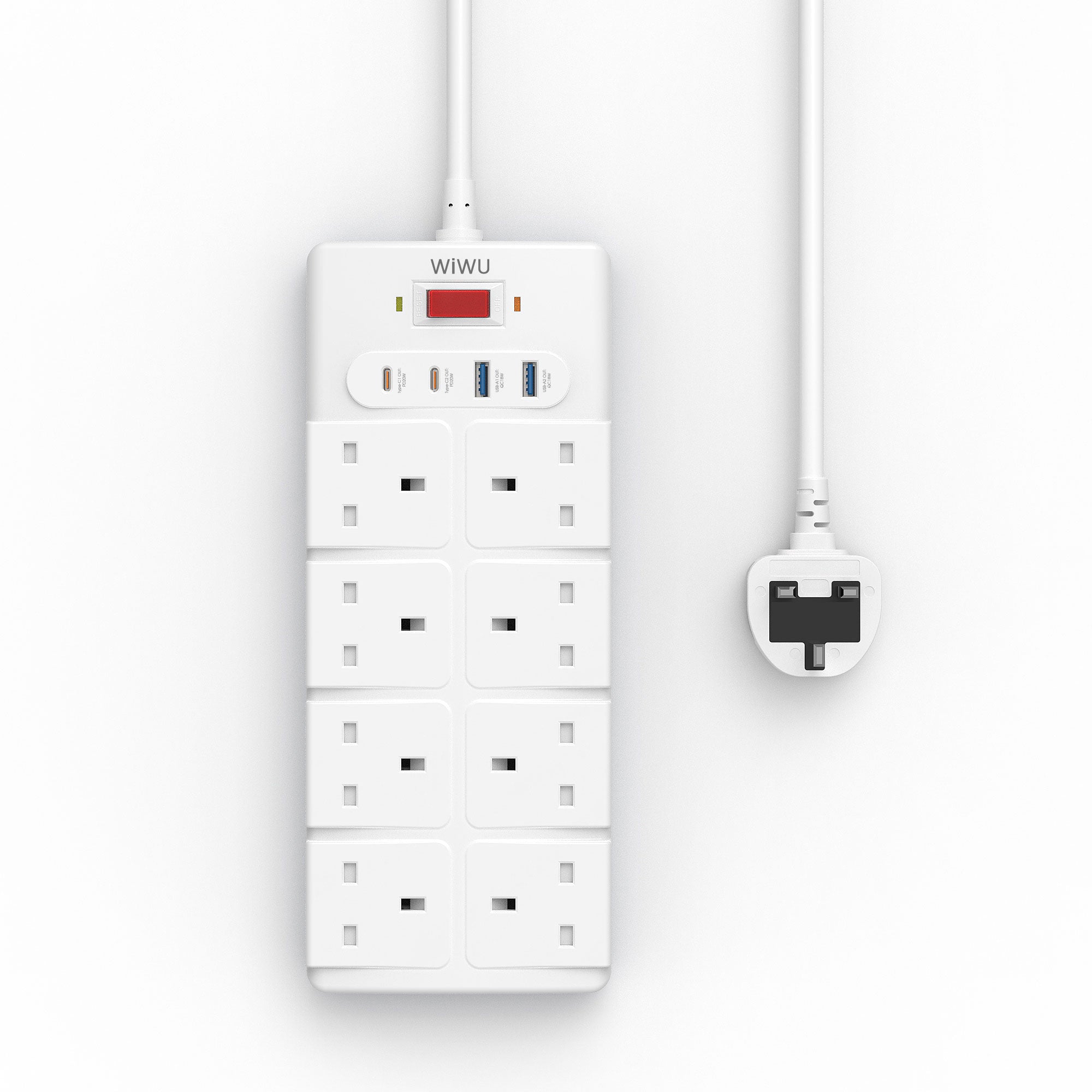 WiWU Wi-S009 PS842 20W GaN 12 in 1 Desktop Power Strip with USB C and AC Outlets