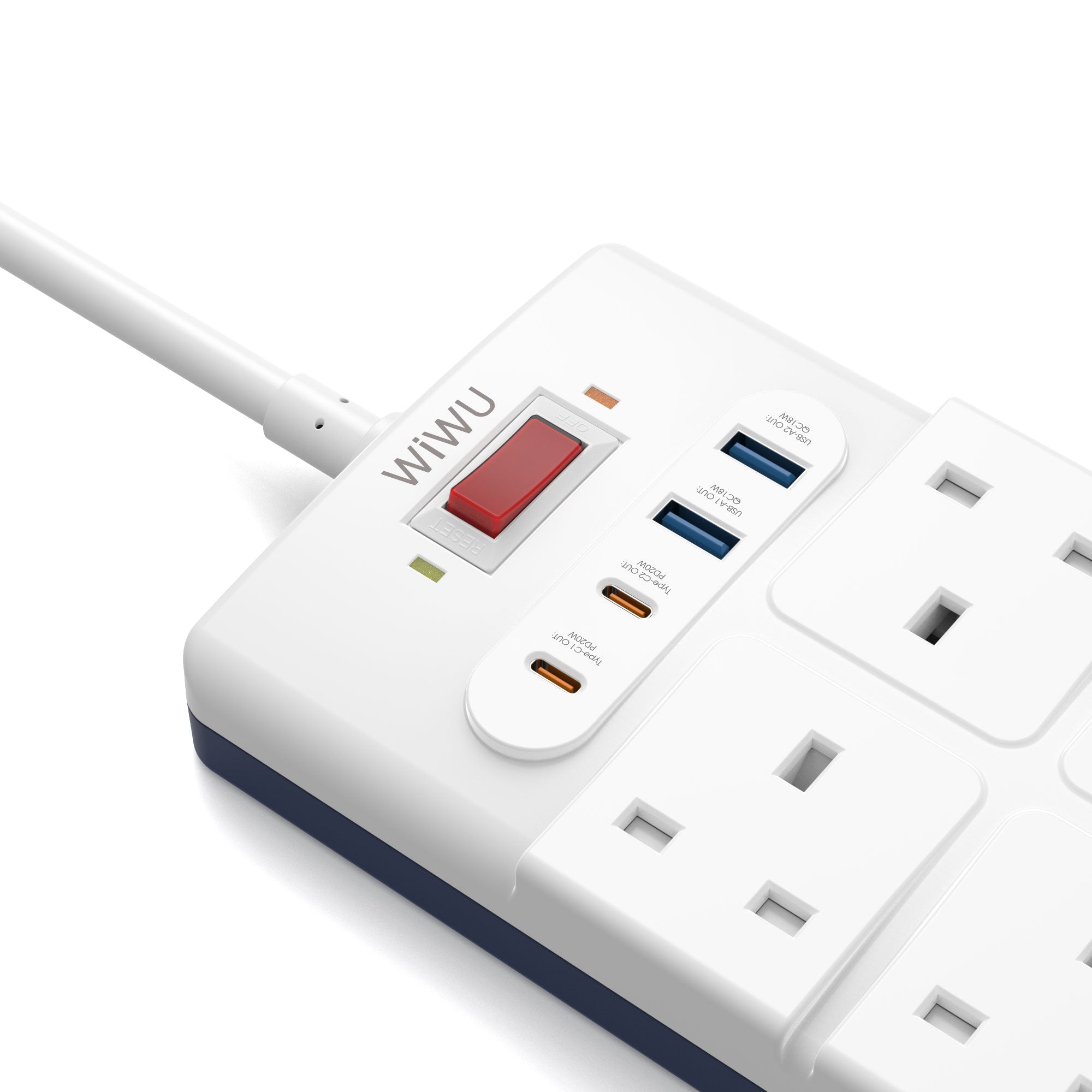 WiWU Wi-S009 PS842 20W GaN 12 in 1 Desktop Power Strip with USB C and AC Outlets