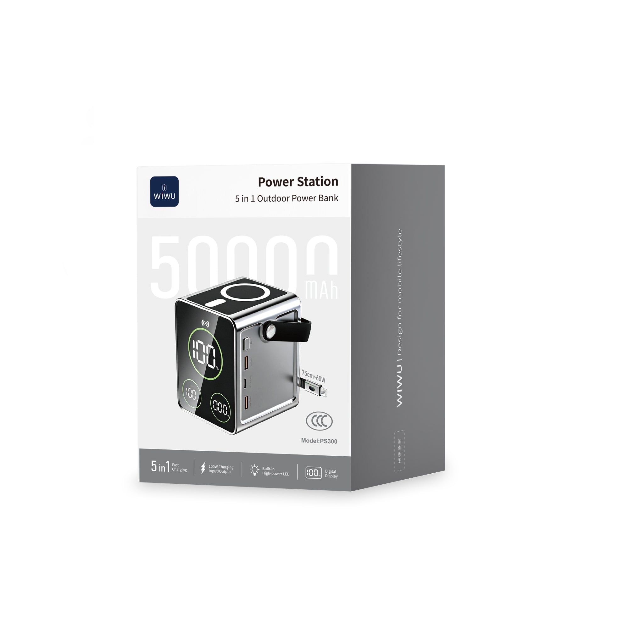 WiWU PS300 50000mAh Power Station with 100W PD Fast Charging & 15W Wireless Charging