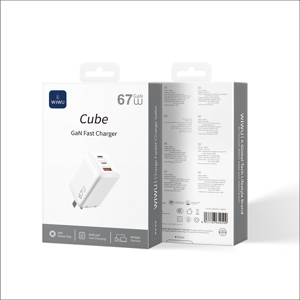 WiWU Cube 67W 2C+A GaN Fast Charger Wi-G026