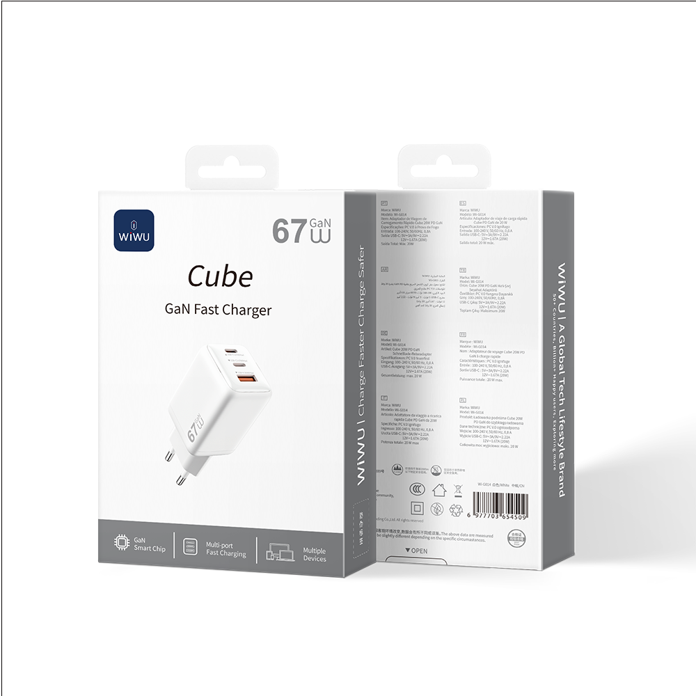 WiWU Cube 67W 2C+A GaN Fast Charger Wi-G026