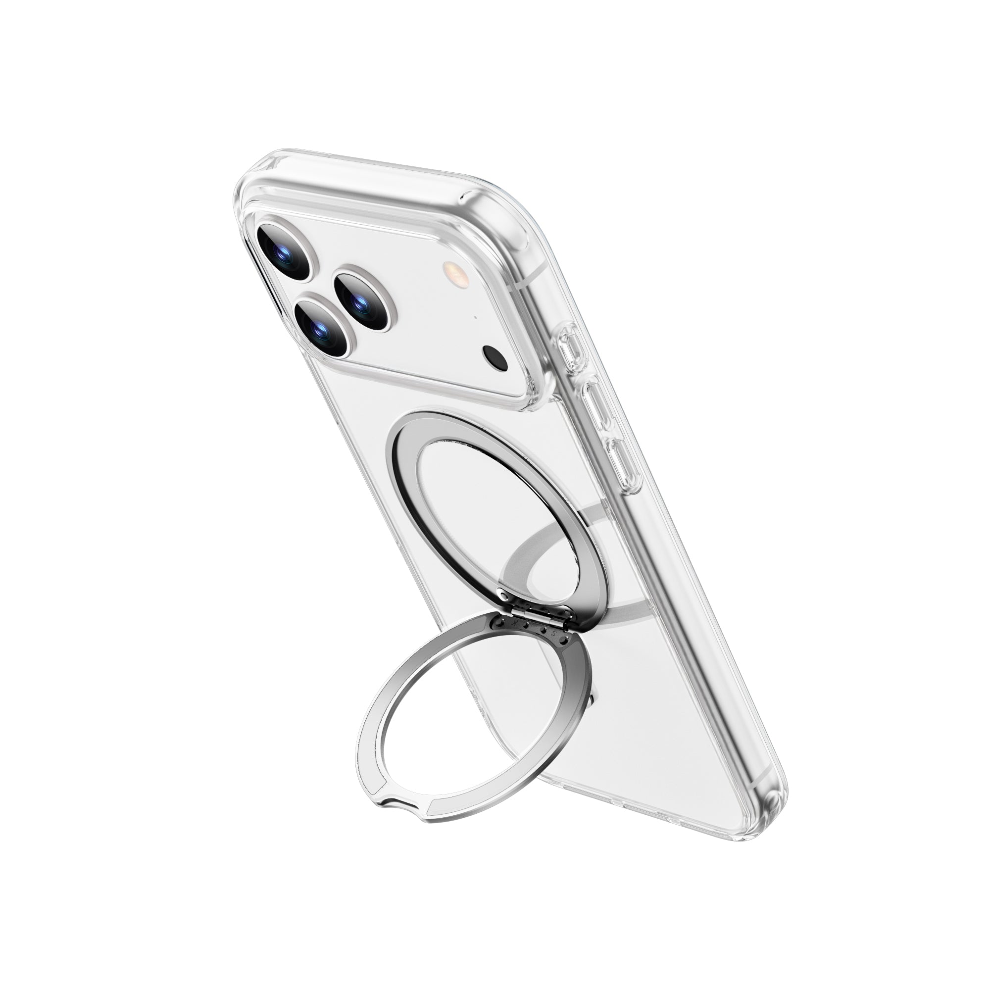 WiWU MCC-201 Magnetic Clear Case with 360 Rotating Stand Anti-Shock PC TPU Shell for IP17 Series