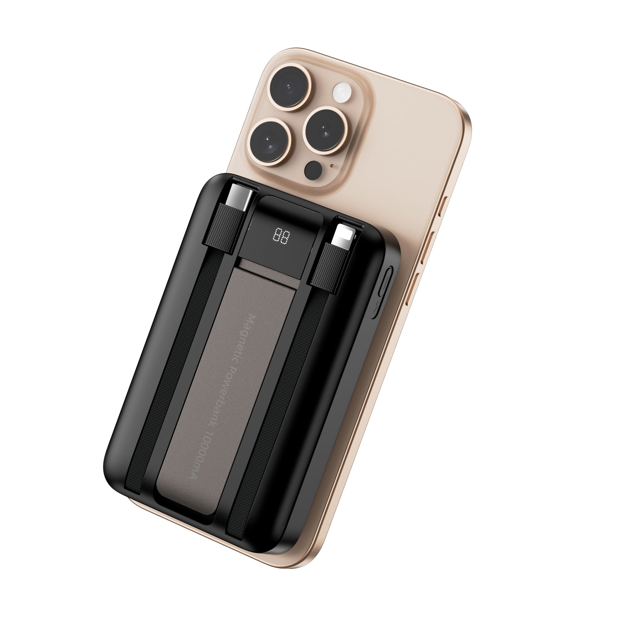 WiWU Wi-P061 10000mAh Power Bank Built in C L Cables PD 20W 225W Fast Charging 15W Wireless Phone Stand LED Display for iPhone Android Watch Earbuds
