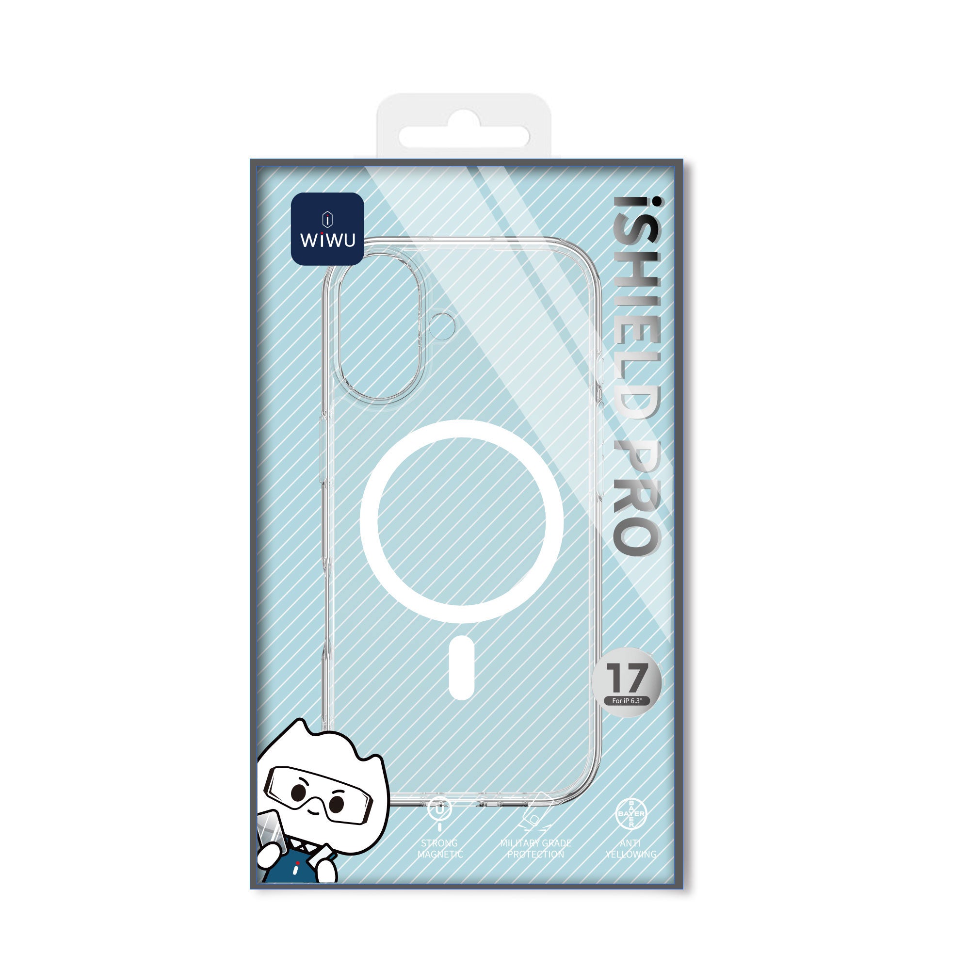 WiWU  IShield Pro MCC-101  Magnetic Clear Case 2.5mm Thick PC TPU Shell Strong Mag-Charge Support for IP17 Series