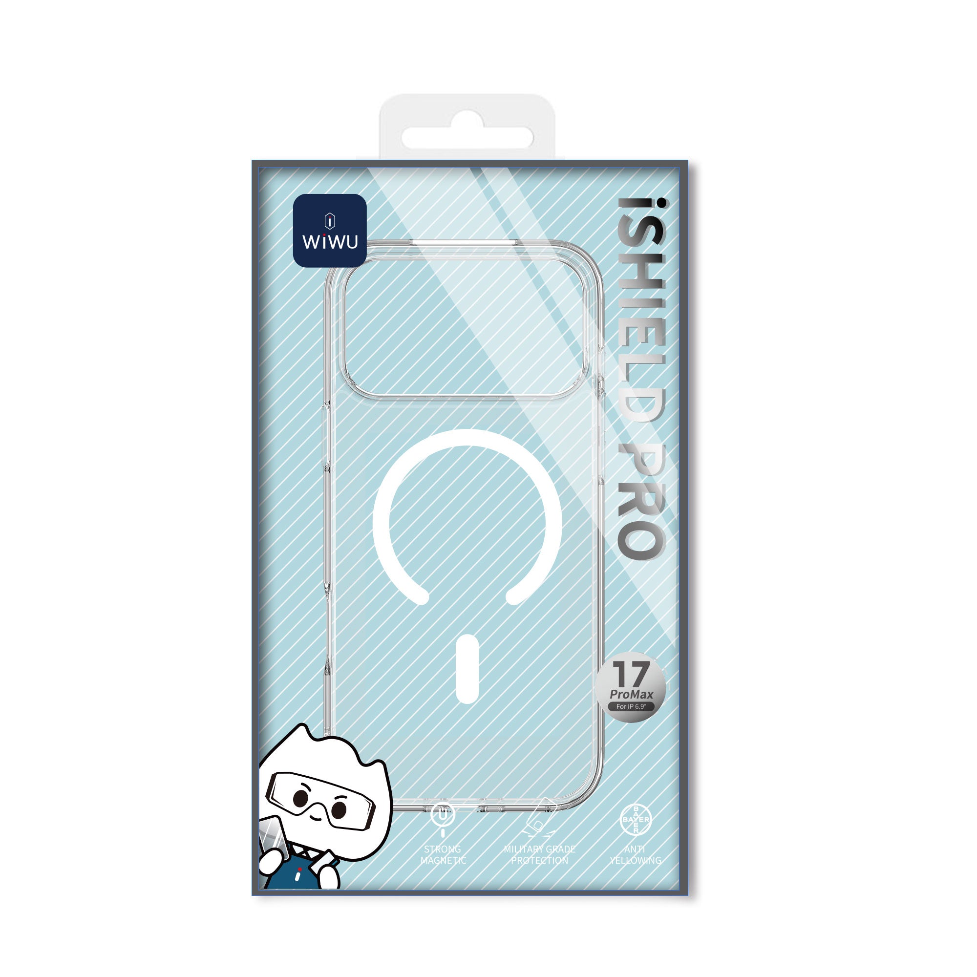WiWU  IShield Pro MCC-101  Magnetic Clear Case 2.5mm Thick PC TPU Shell Strong Mag-Charge Support for IP17 Series