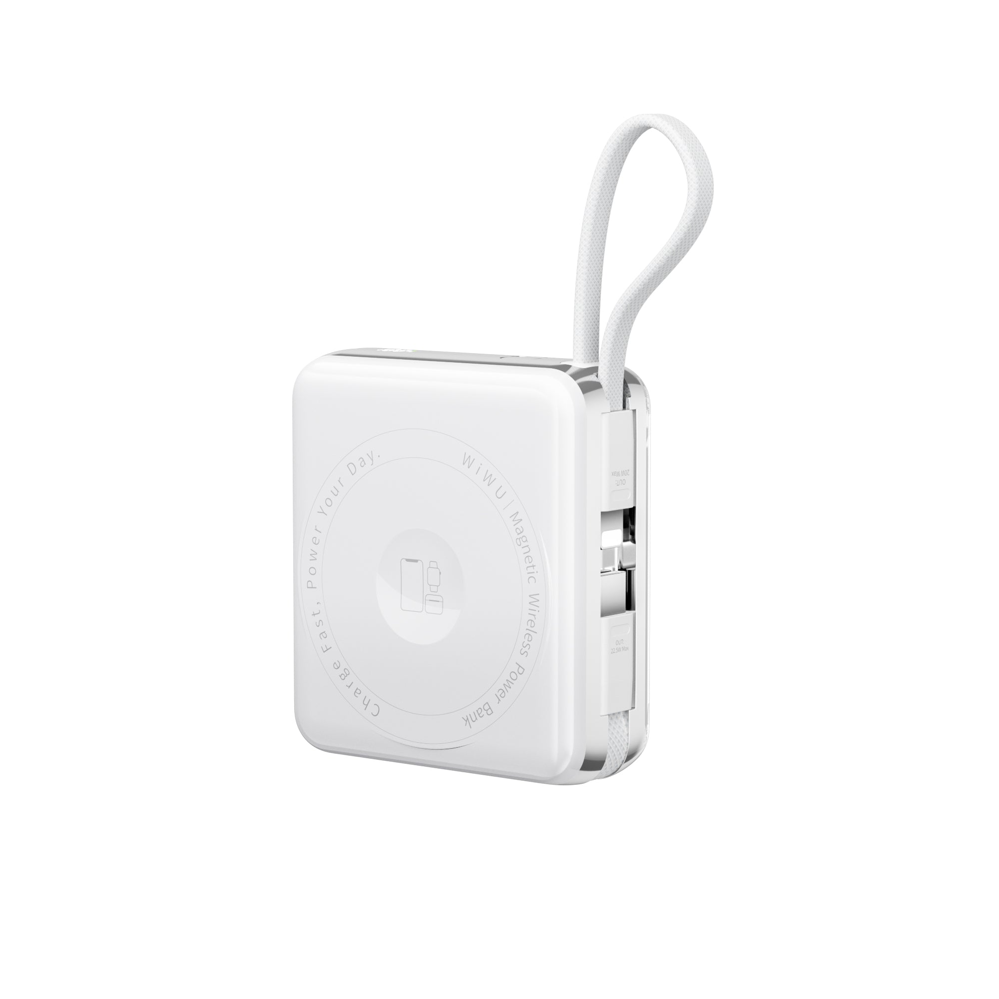 WiWU XF17 3-in-1 Magnetic Wireless Power Bank with Built-in Cable 10000mAh