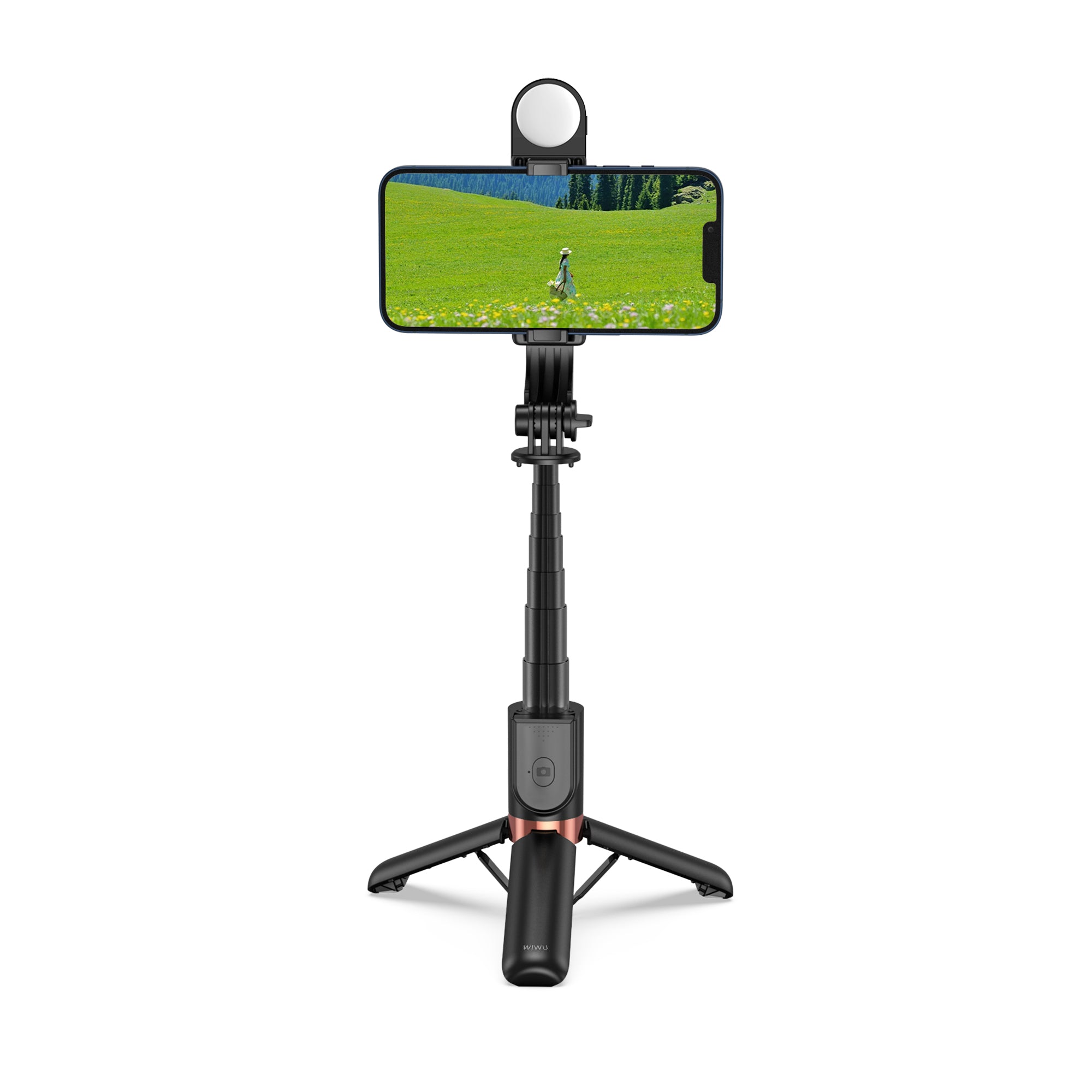 WiWU mini portable selfie stick with remote control wireless bleutooth Selfie stick for photo Wi-SE011 with beauty Light