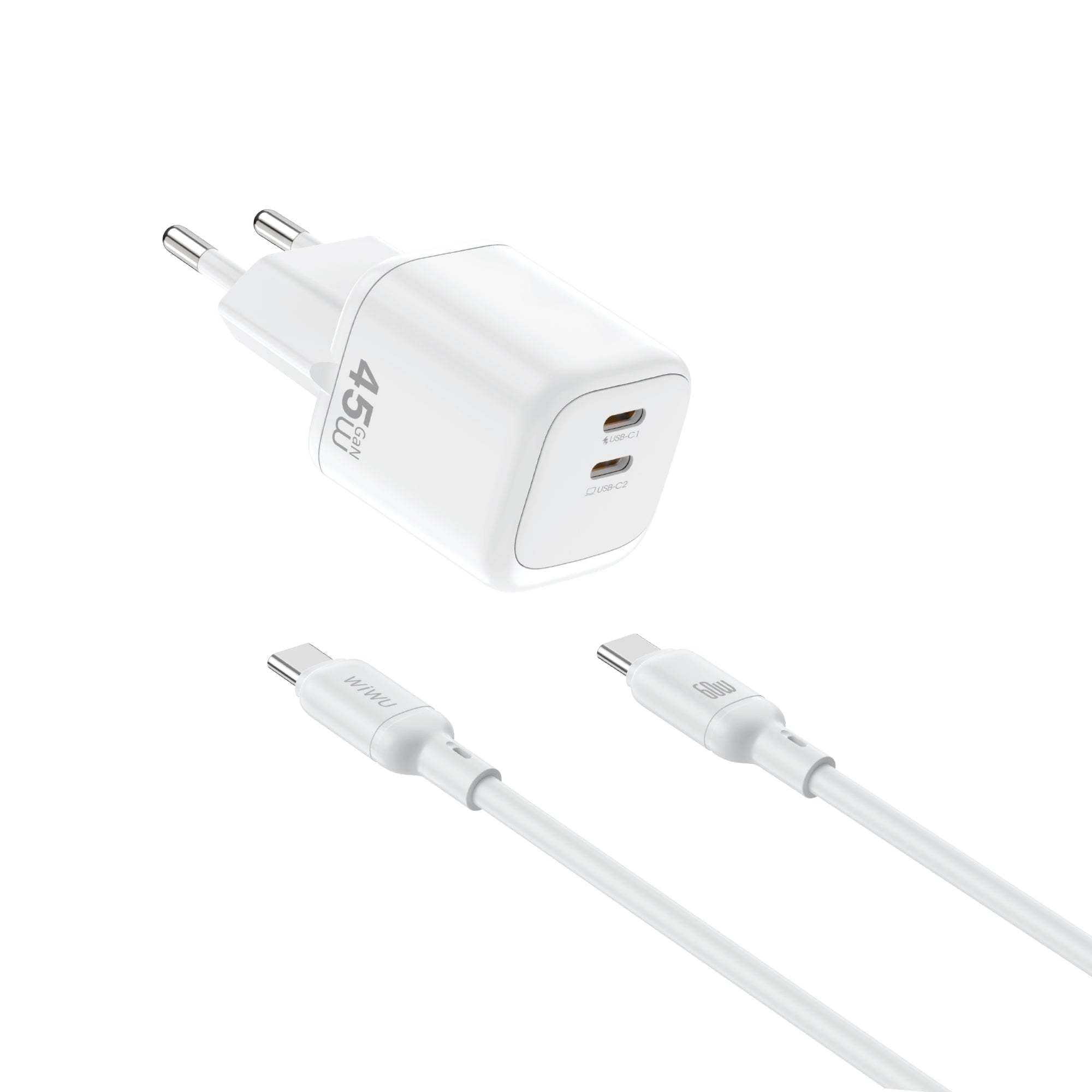 WiWU Cube 45W 2C PD Fast Charge Travel Adapter Combo Wi-G025