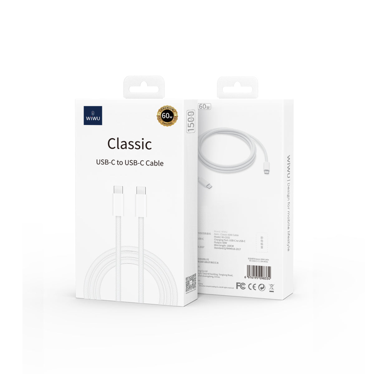 WiWU Classic 60W Braided Charging Cable Wi-C032 C-C