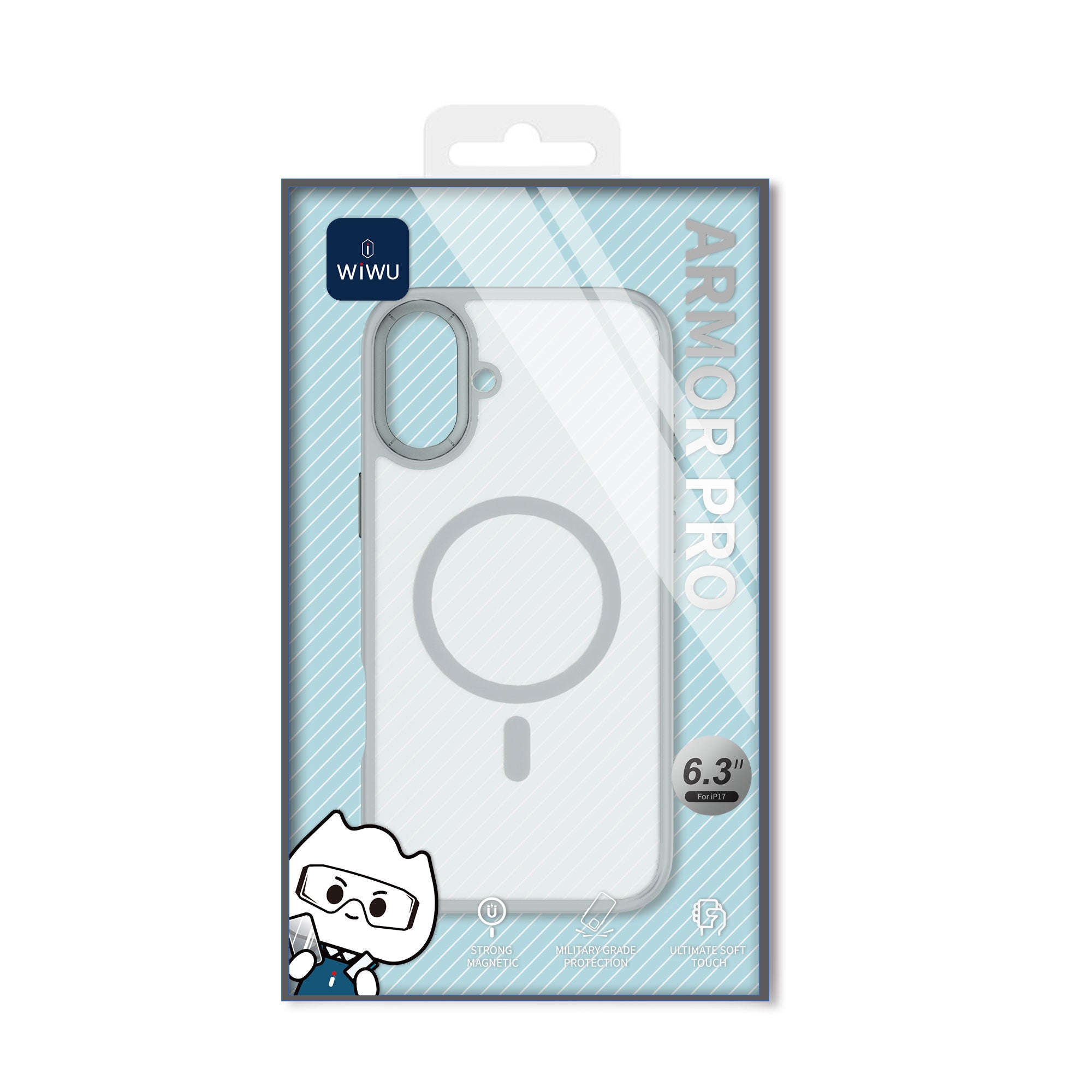 WiWU FGG-012 Armor Magnetic Case Soft Touch with Metal Buttons and Camera Ring for IP17 Series