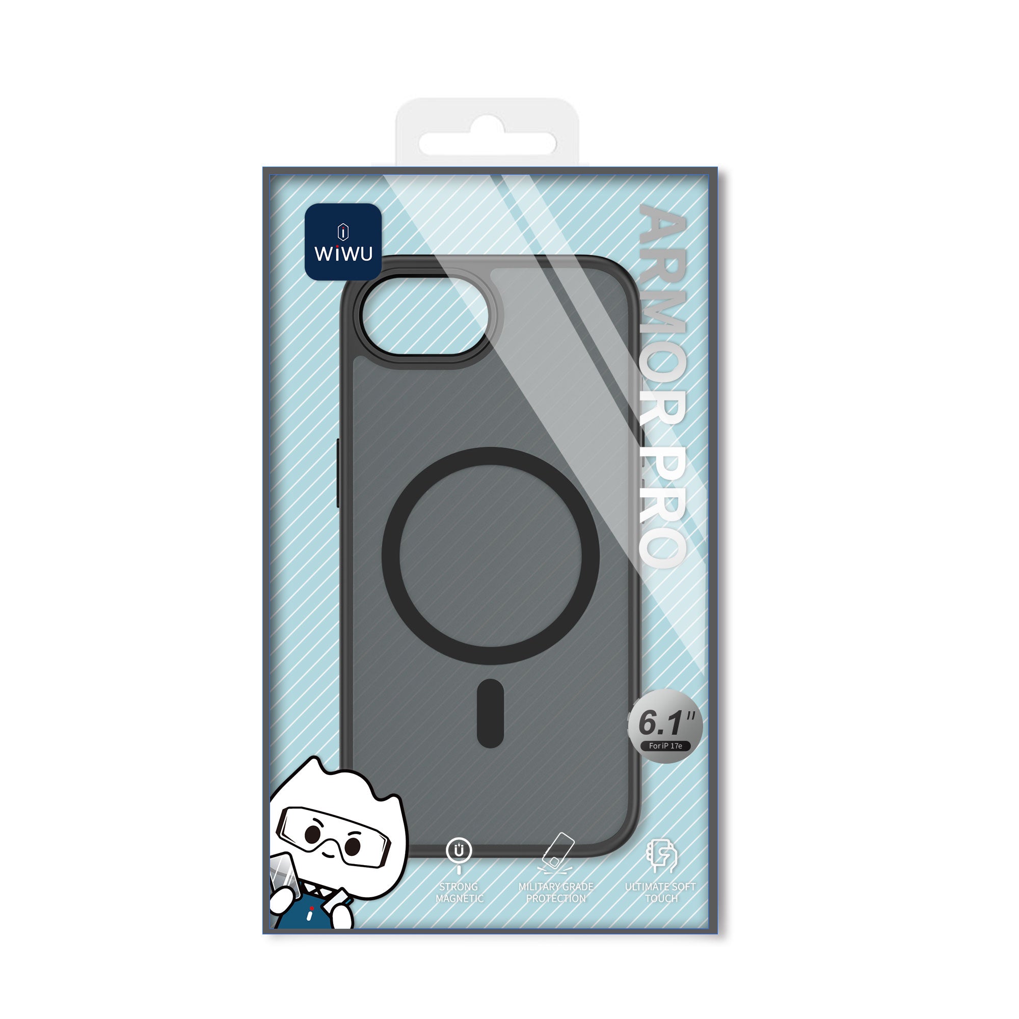 WiWU FGG-012 Armor Magnetic Case Soft Touch with Metal Buttons and Camera Ring for IP17 Series