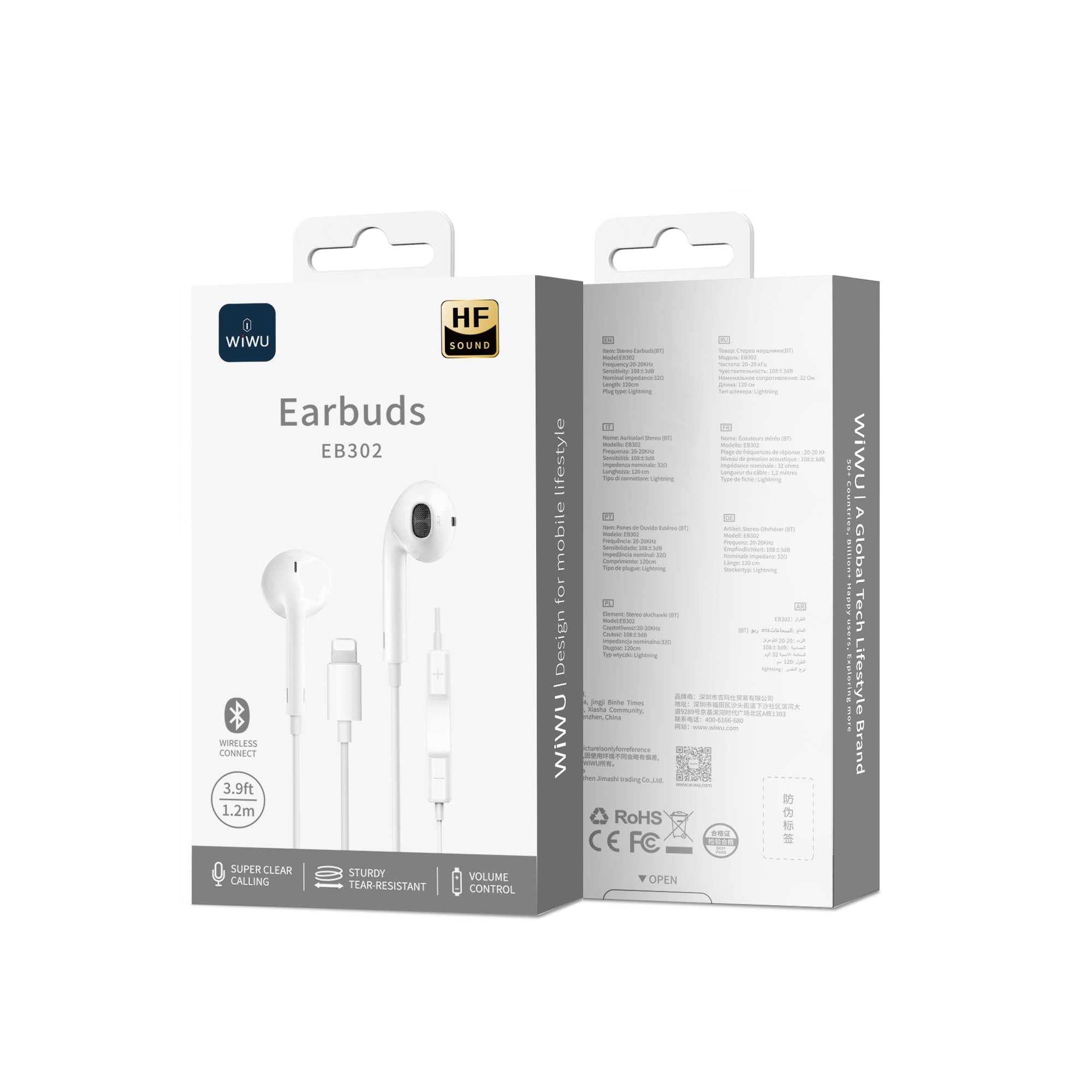 WiWU Wired earphone EB302 Plug and play lightning earphone  Egornomic Earbuds