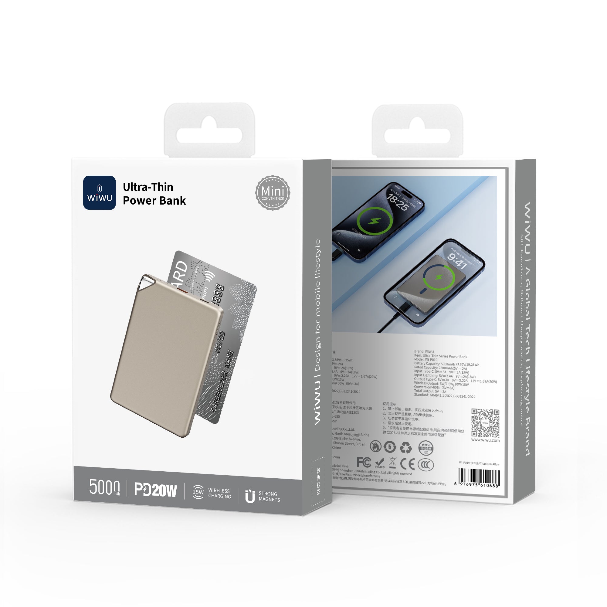 WIWU Ultra-Thin Series Power Bank 5000mAh Wi-P019