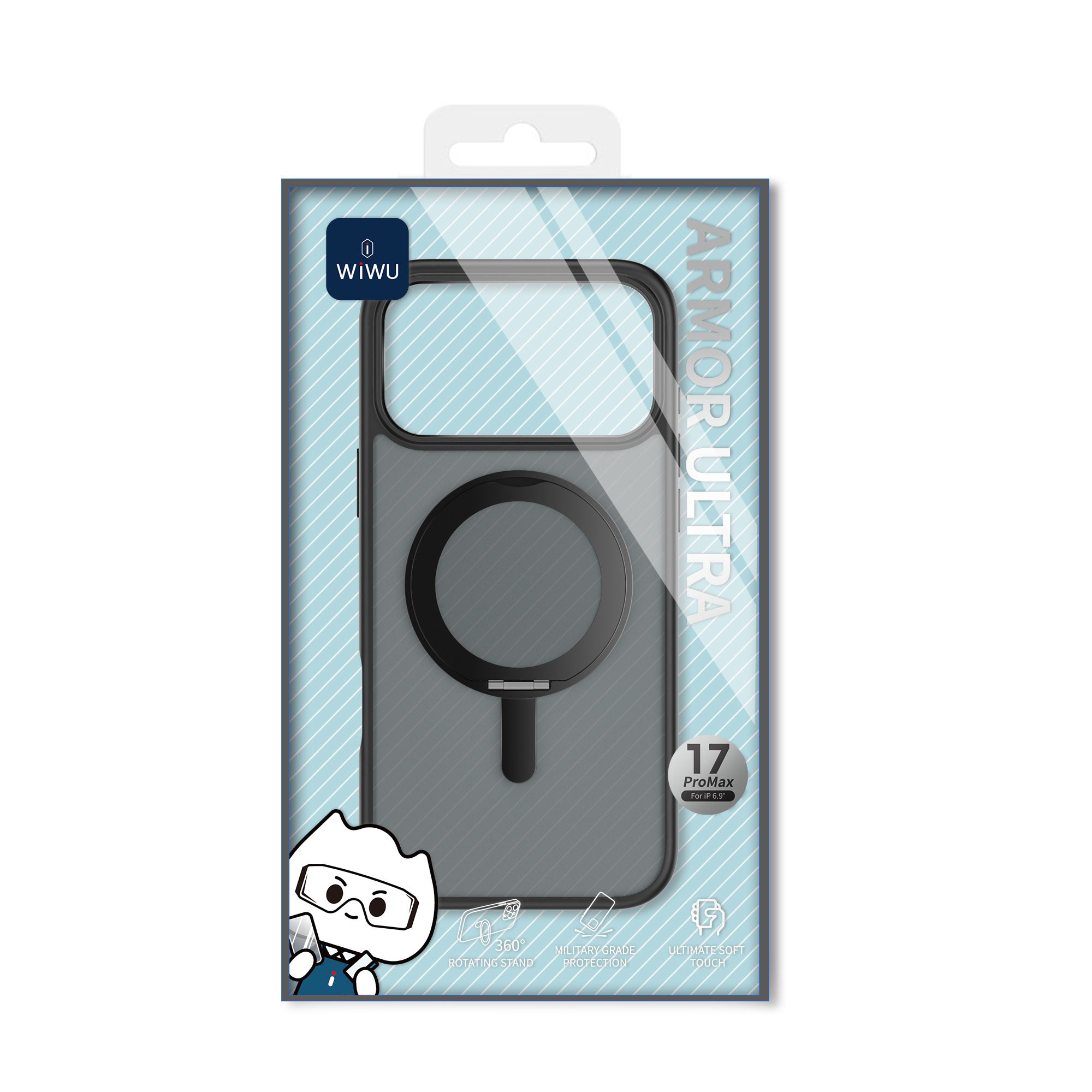 WiWU FGG-202 Soft Touch Magnetic Case with Kickstand Shockproof Skin Feel for IP17 Series