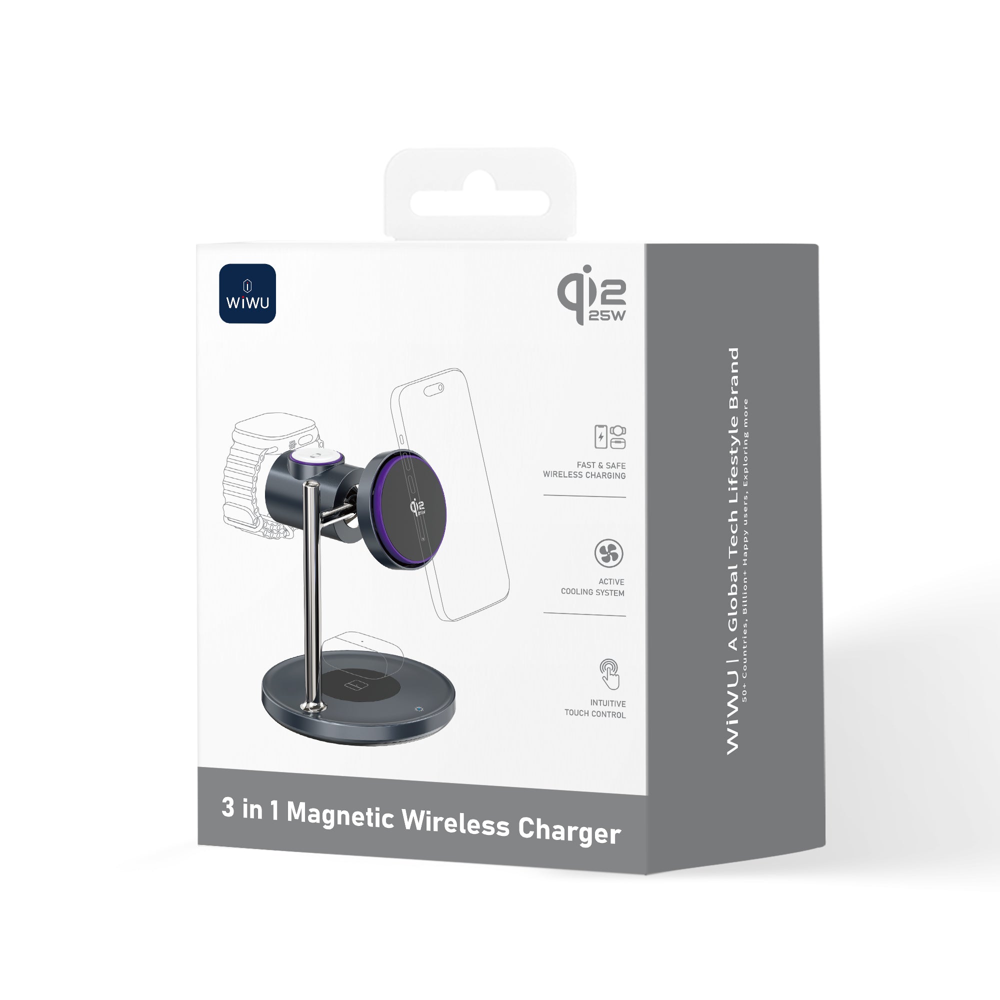 WiWU qi2.2 3 in 1 Space Station Air-cooled Magnetic Wireless Charger Wi-W041