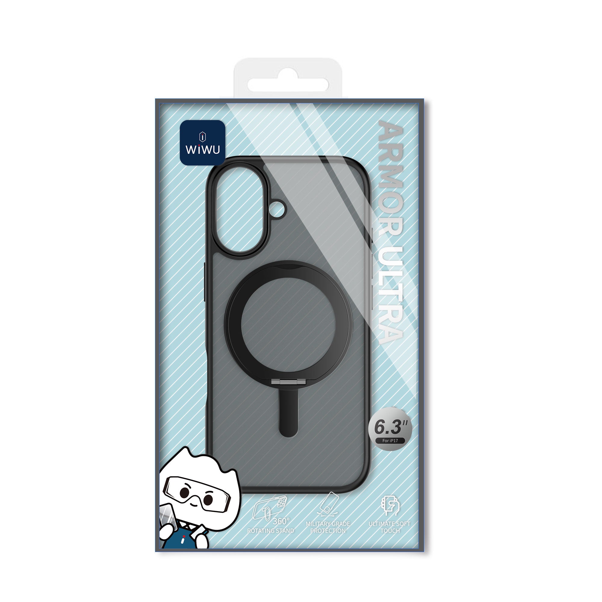 WiWU FGG-202 Soft Touch Magnetic Case with Kickstand Shockproof Skin Feel for IP17 Series