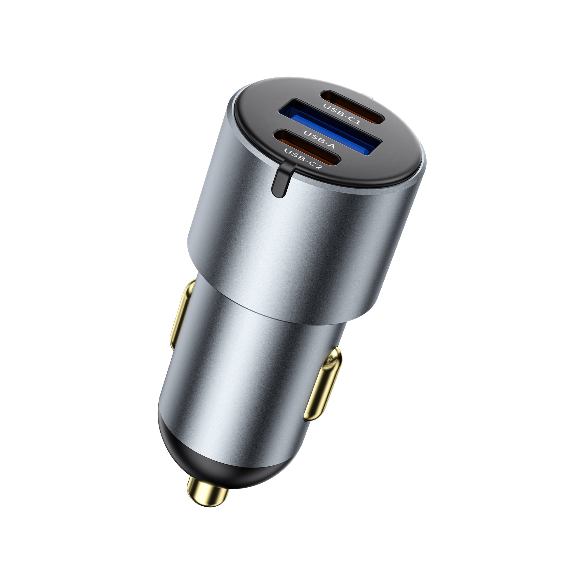 WiWU Wi‑CC032 Nano Pro 60W Dual USB‑C plus USB‑A Car Charger PD Fast Charging Aluminum Alloy