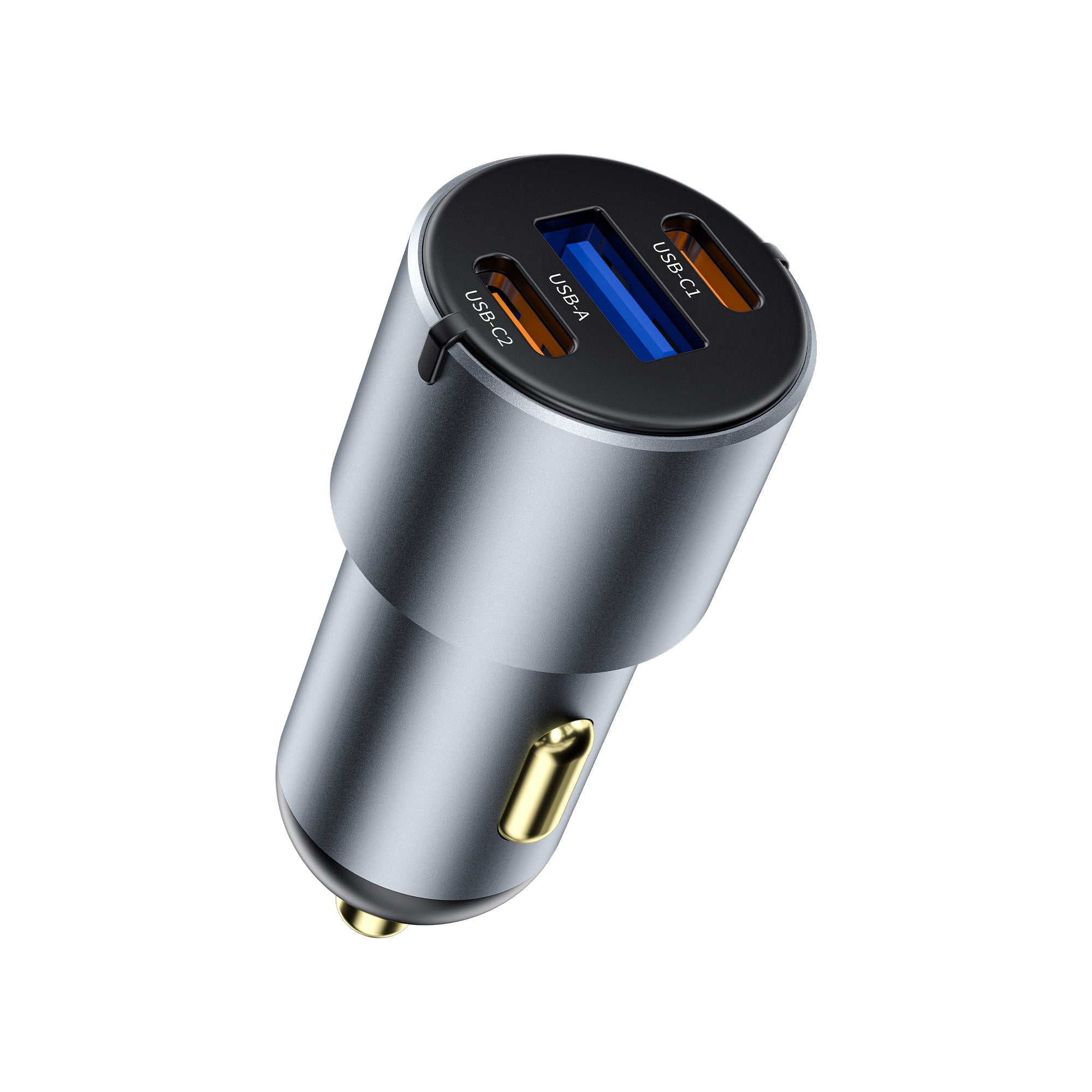WiWU Wi‑CC032 Nano Pro 60W Dual USB‑C plus USB‑A Car Charger PD Fast Charging Aluminum Alloy