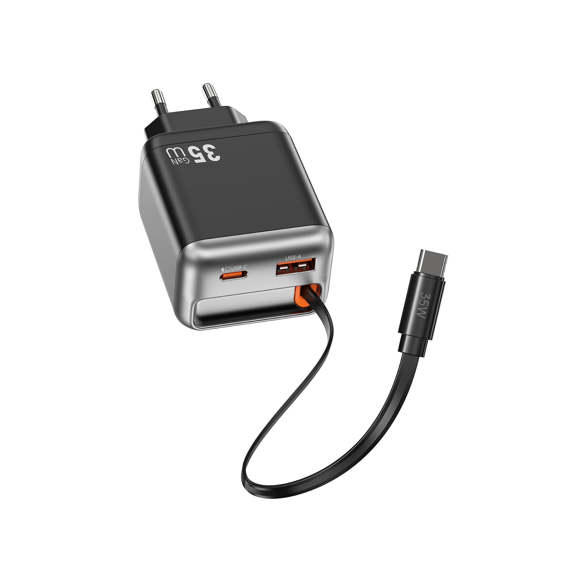 Helix GaN Faster Charger PD 35W with Built in Retractable Cable 70cm Wi-G029