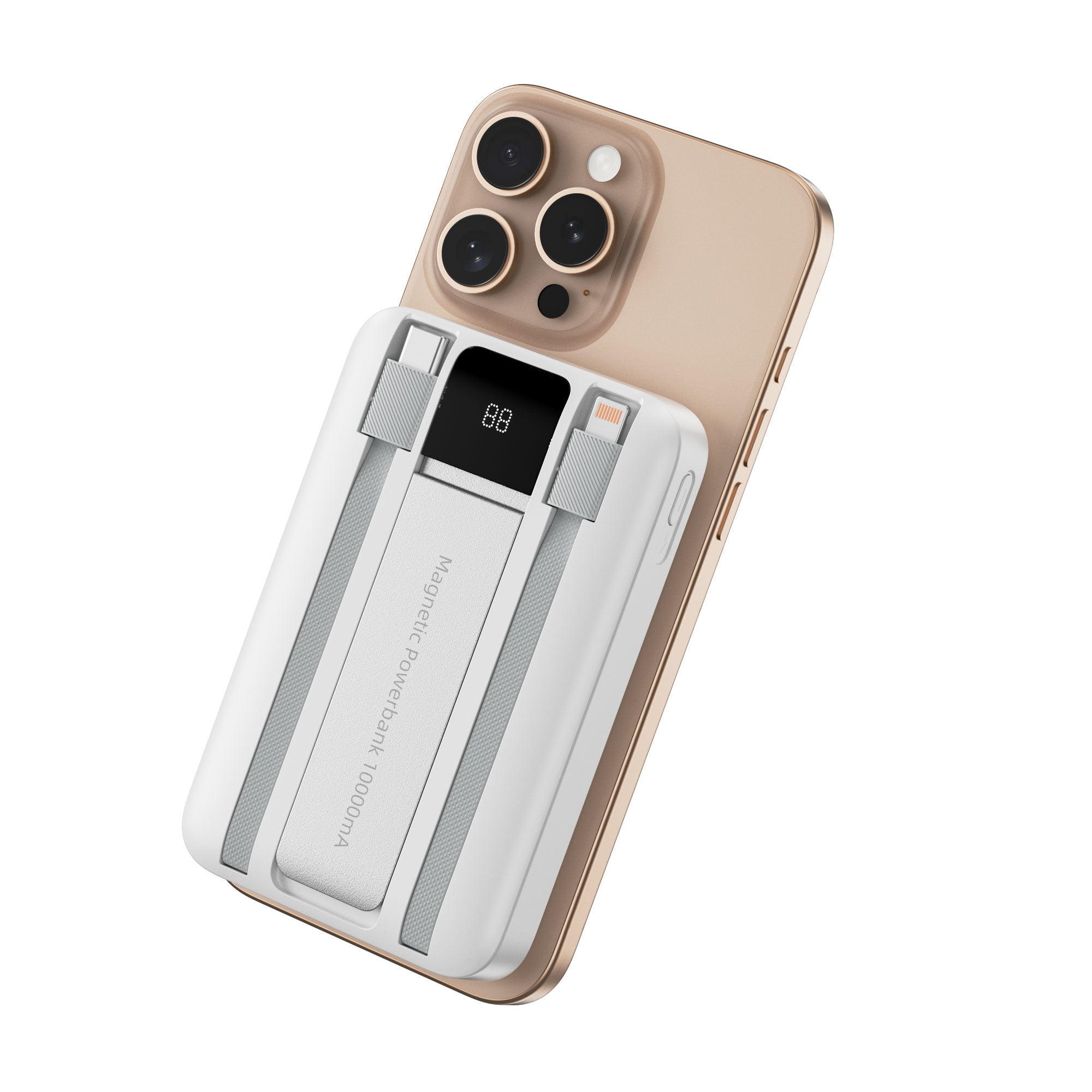 WiWU Wi-P061 10000mAh Power Bank Built in C L Cables PD 20W 225W Fast Charging 15W Wireless Phone Stand LED Display for iPhone Android Watch Earbuds