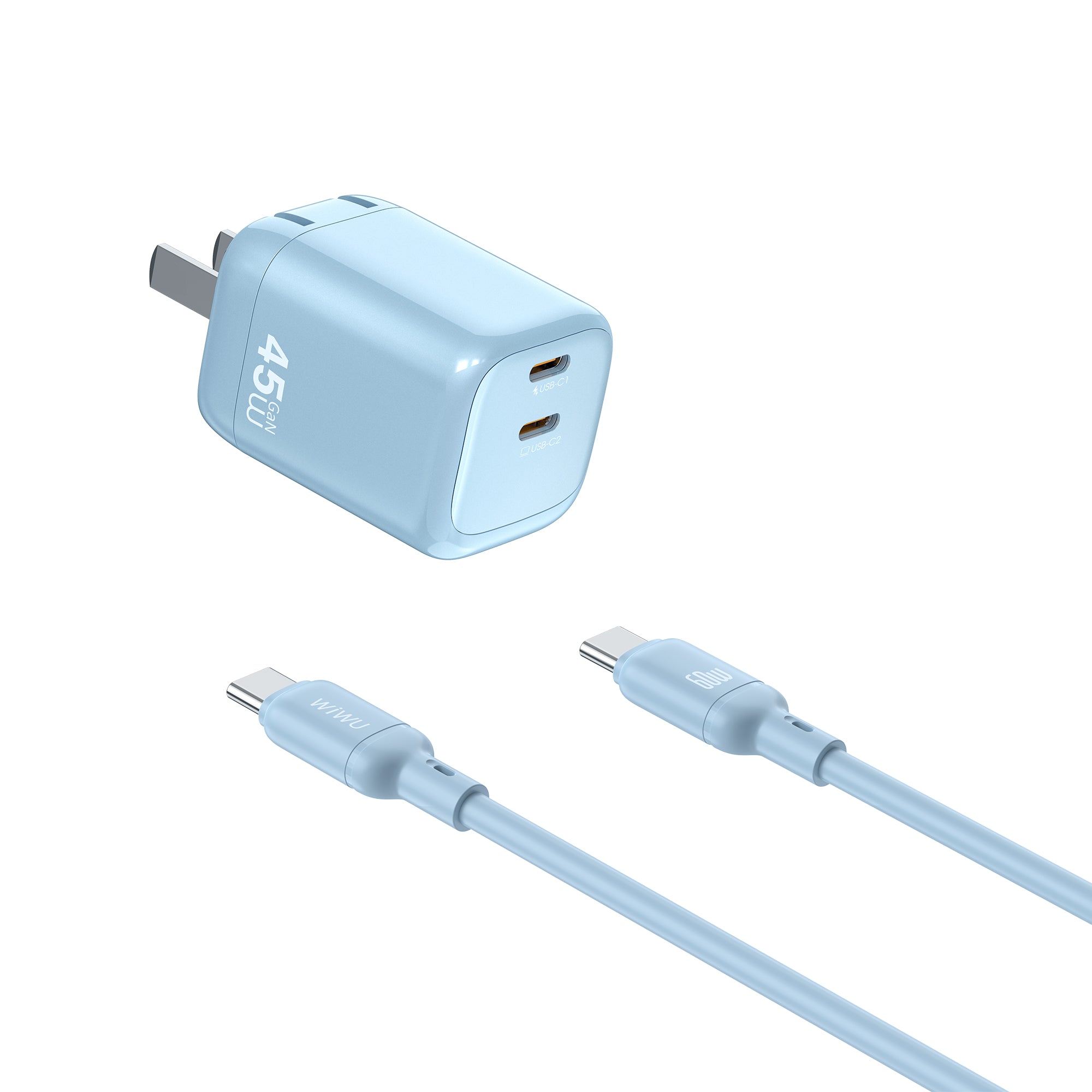 WiWU Cube 45W 2C PD Fast Charge Travel Adapter Combo Wi-G025