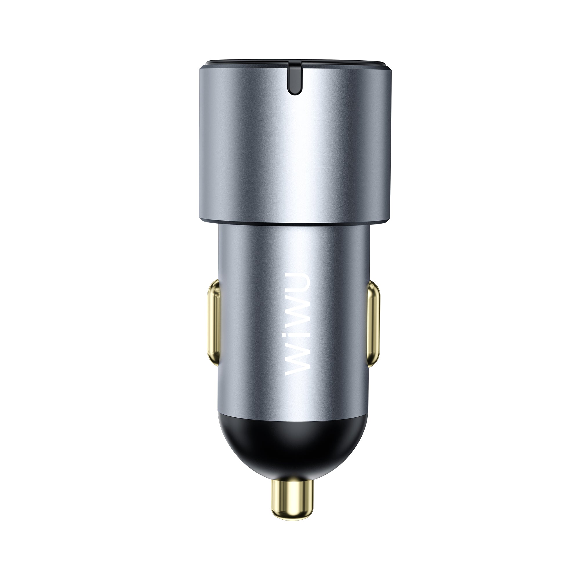WiWU Wi‑CC032 Nano Pro 60W Dual USB‑C plus USB‑A Car Charger PD Fast Charging Aluminum Alloy
