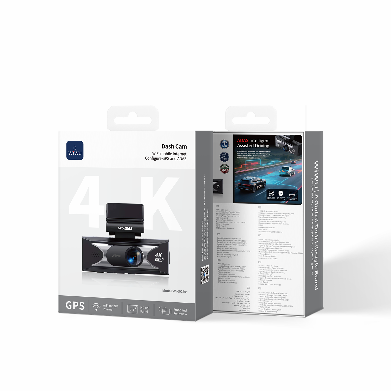 WiWU Dash Cam Wifi mobile Internet Configure GPS and ADAS Wi-DC201