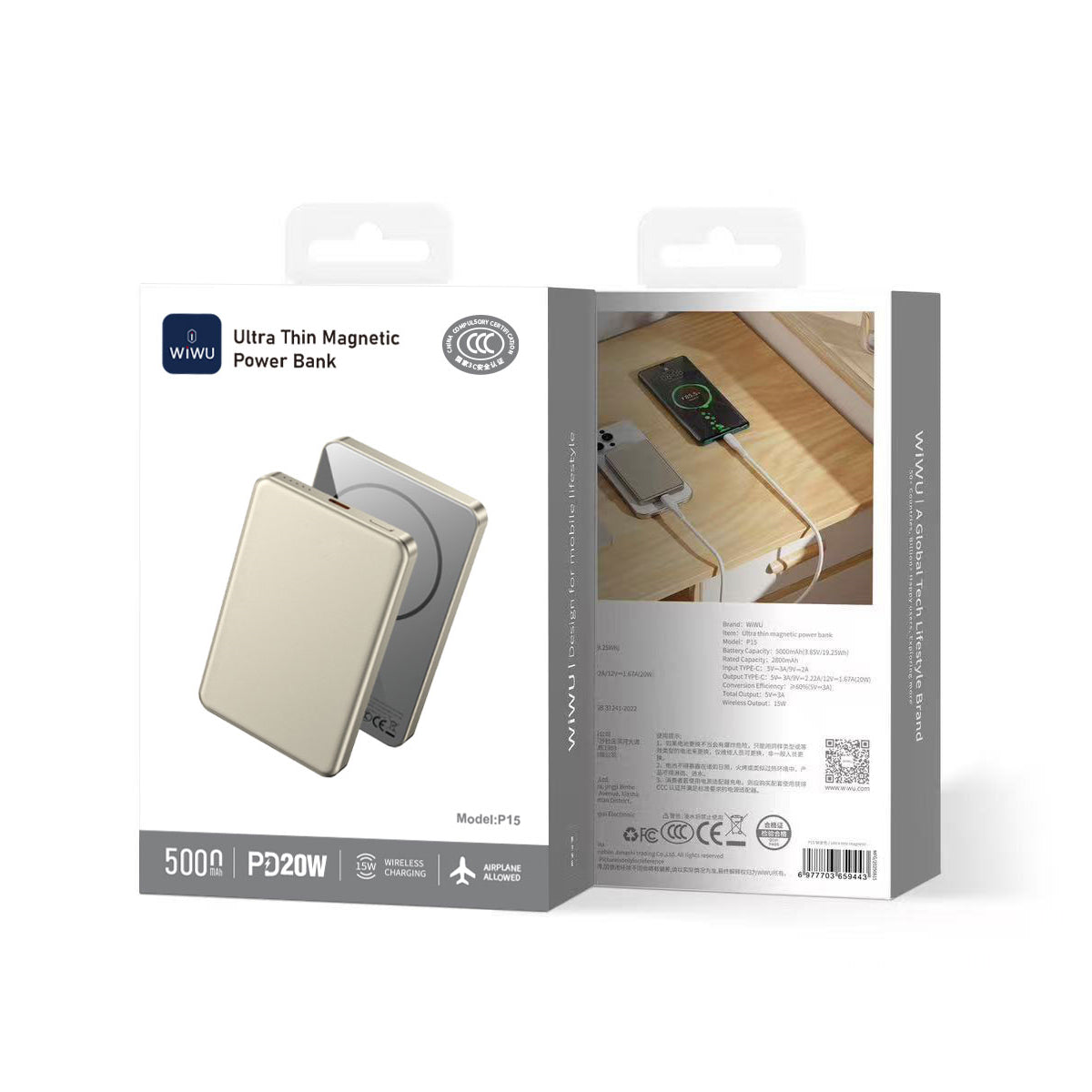 WiWU Ultra Thin Magnetic Power Bank P15 5000mAh