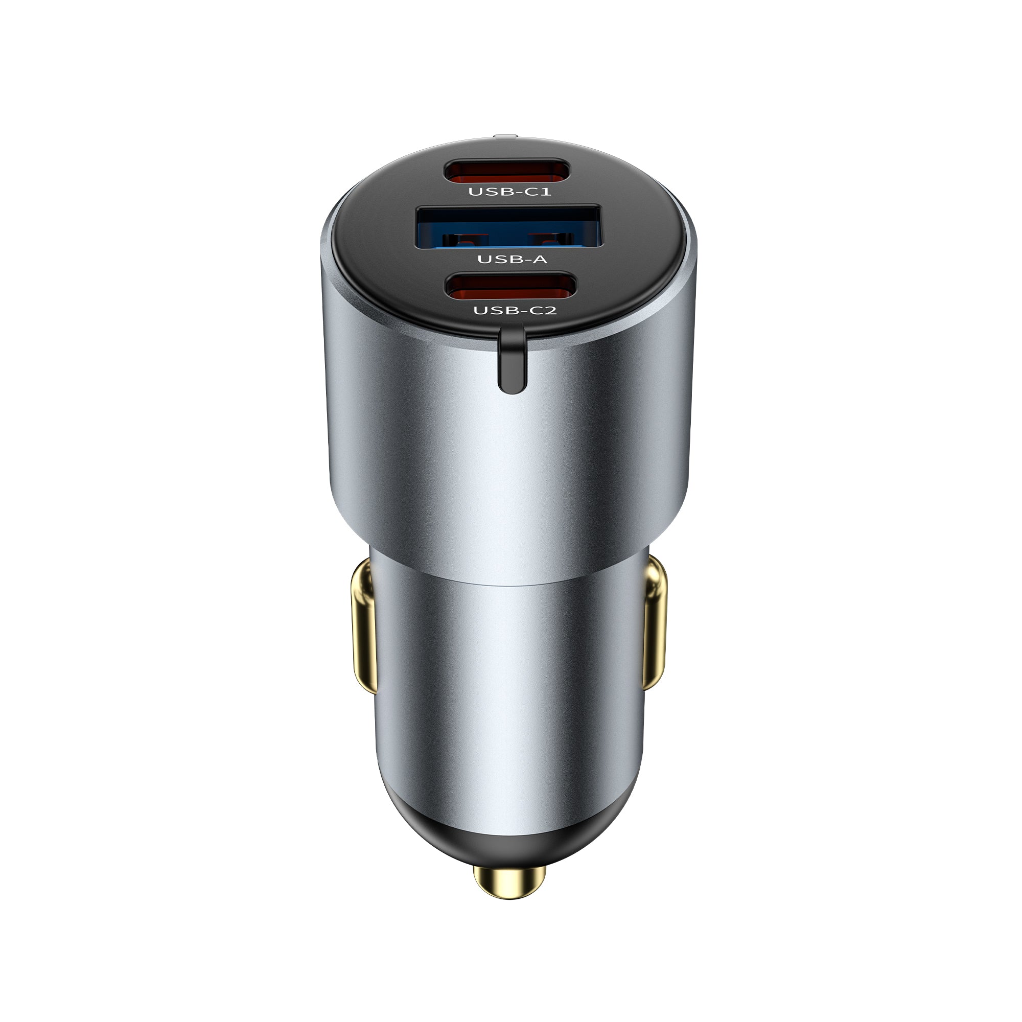 WiWU Wi‑CC032 Nano Pro 60W Dual USB‑C plus USB‑A Car Charger PD Fast Charging Aluminum Alloy