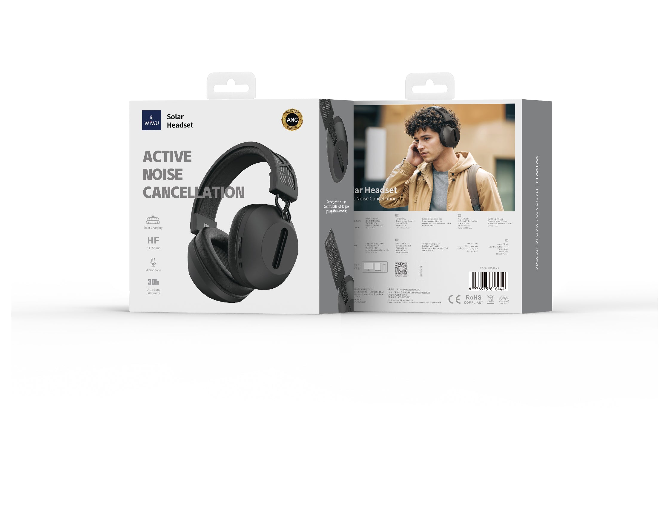 TD-06 Solar wireless Headphones more than 300Hours Playtime Rotatable Lightweight Wireless Headphone bluetooths headset
