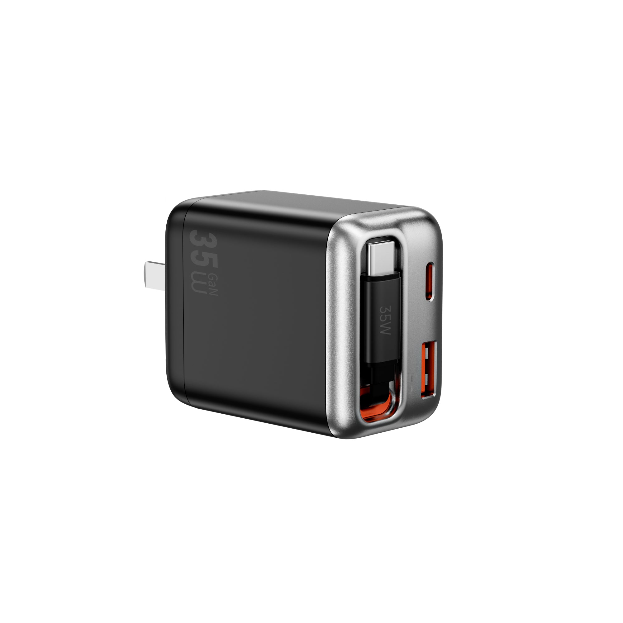 Helix GaN Faster Charger PD 35W with Built in Retractable Cable 70cm Wi-G029