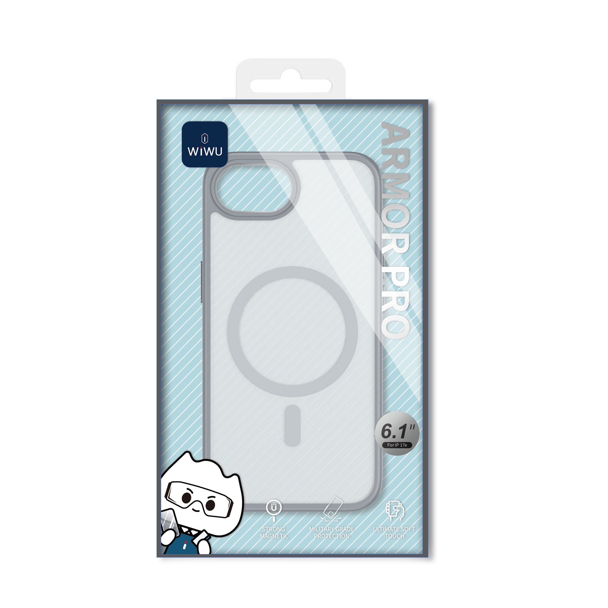 WiWU FGG-012 Armor Magnetic Case Soft Touch with Metal Buttons and Camera Ring for IP17 Series